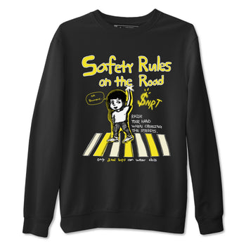 4s Vivid Sulfur shirt to match jordans Safety Rules On The Road sneaker tees Air Jordan 4 Vivid Sulfur SNRT Sneaker Release Tees unisex cotton Black 2 crew neck shirt