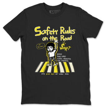 4s Vivid Sulfur shirt to match jordans Safety Rules On The Road sneaker tees Air Jordan 4 Vivid Sulfur SNRT Sneaker Release Tees unisex cotton Black 2 crew neck shirt