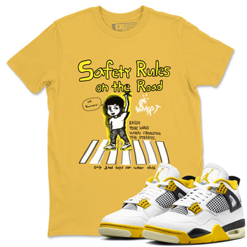 4s Vivid Sulfur shirt to match jordans Safety Rules On The Road sneaker tees Air Jordan 4 Vivid Sulfur SNRT Sneaker Release Tees unisex cotton Daisy 1 crew neck shirt