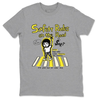4s Vivid Sulfur shirt to match jordans Safety Rules On The Road sneaker tees Air Jordan 4 Vivid Sulfur SNRT Sneaker Release Tees unisex cotton Heather Grey 2 crew neck shirt