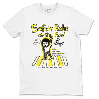 4s Vivid Sulfur shirt to match jordans Safety Rules On The Road sneaker tees Air Jordan 4 Vivid Sulfur SNRT Sneaker Release Tees unisex cotton White 2 crew neck shirt