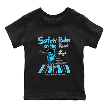 AJ9 Powder Blue shirt to match jordans Safety Rules On The Road sneaker tees Air Jordan 9 Powder Blue SNRT sneaker release tees baby toddler Black 2 cotton Shirt