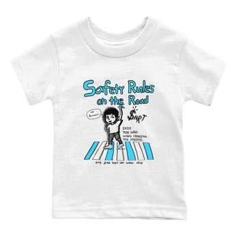 AJ9 Powder Blue shirt to match jordans Safety Rules On The Road sneaker tees Air Jordan 9 Powder Blue SNRT sneaker release tees baby toddler White 2 cotton Shirt