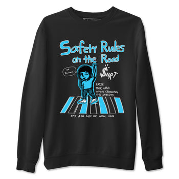 AJ9 Powder Blue shirt to match jordans Safety Rules On The Road sneaker tees Air Jordan 9 Powder Blue SNRT Sneaker Release Tees unisex cotton Black 2 crew neck shirt