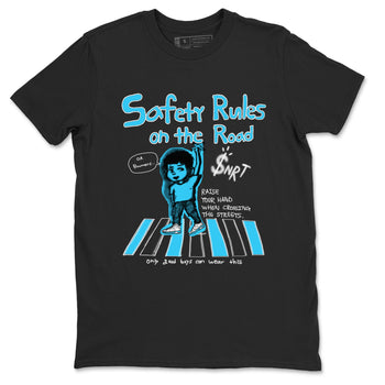 AJ9 Powder Blue shirt to match jordans Safety Rules On The Road sneaker tees Air Jordan 9 Powder Blue SNRT Sneaker Release Tees unisex cotton Black 2 crew neck shirt