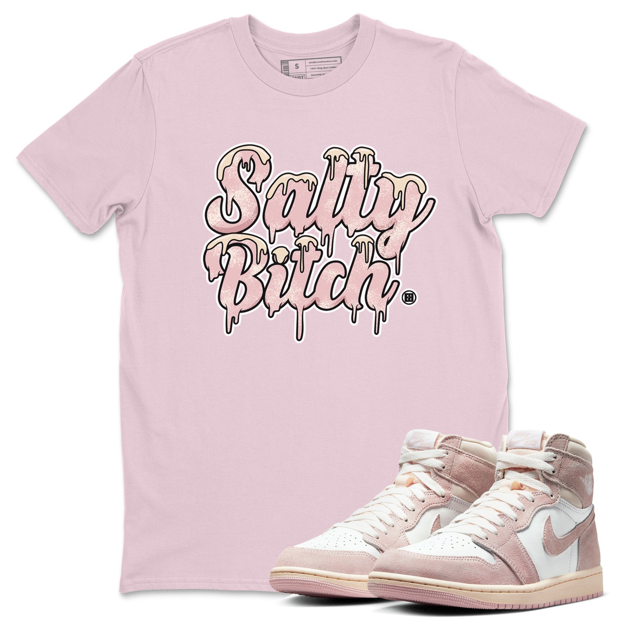 Air Jordan 1 Washed Pink Salty Bitch Crew Neck Sneaker Tees Air Jordan 1 High OG WMNS Washed Pink Sneaker T-Shirts Size Chart