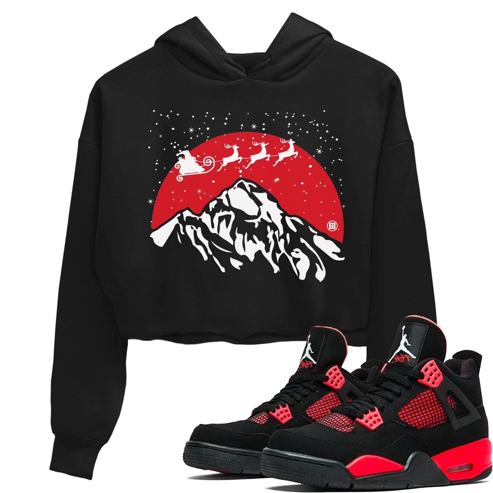 Jordan 4 Red Thunder Sneaker Match Tees Santa Silhouette Sneaker Tees Jordan 4 Red Thunder Sneaker Release Tees Women's Shirts