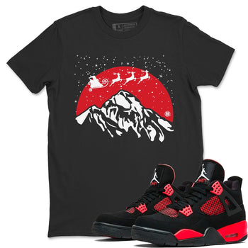 Jordan 4 Red Thunder Sneaker Match Tees Santa Silhouette Sneaker Tees Jordan 4 Red Thunder Sneaker Release Tees Unisex Shirts