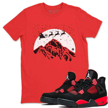 Jordan 4 Red Thunder Sneaker Match Tees Santa Silhouette Sneaker Tees Jordan 4 Red Thunder Sneaker Release Tees Unisex Shirts