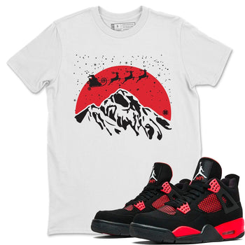 Jordan 4 Red Thunder Sneaker Match Tees Santa Silhouette Sneaker Tees Jordan 4 Red Thunder Sneaker Release Tees Unisex Shirts
