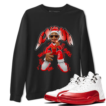 Air Jordan 12 Cherry shirt to match jordans Santa Snoop sneaker tees christmas gift Xmas outfit AJ12 Cherry SNRT Sneaker Release Tees Unisex Black 1 T-Shirt