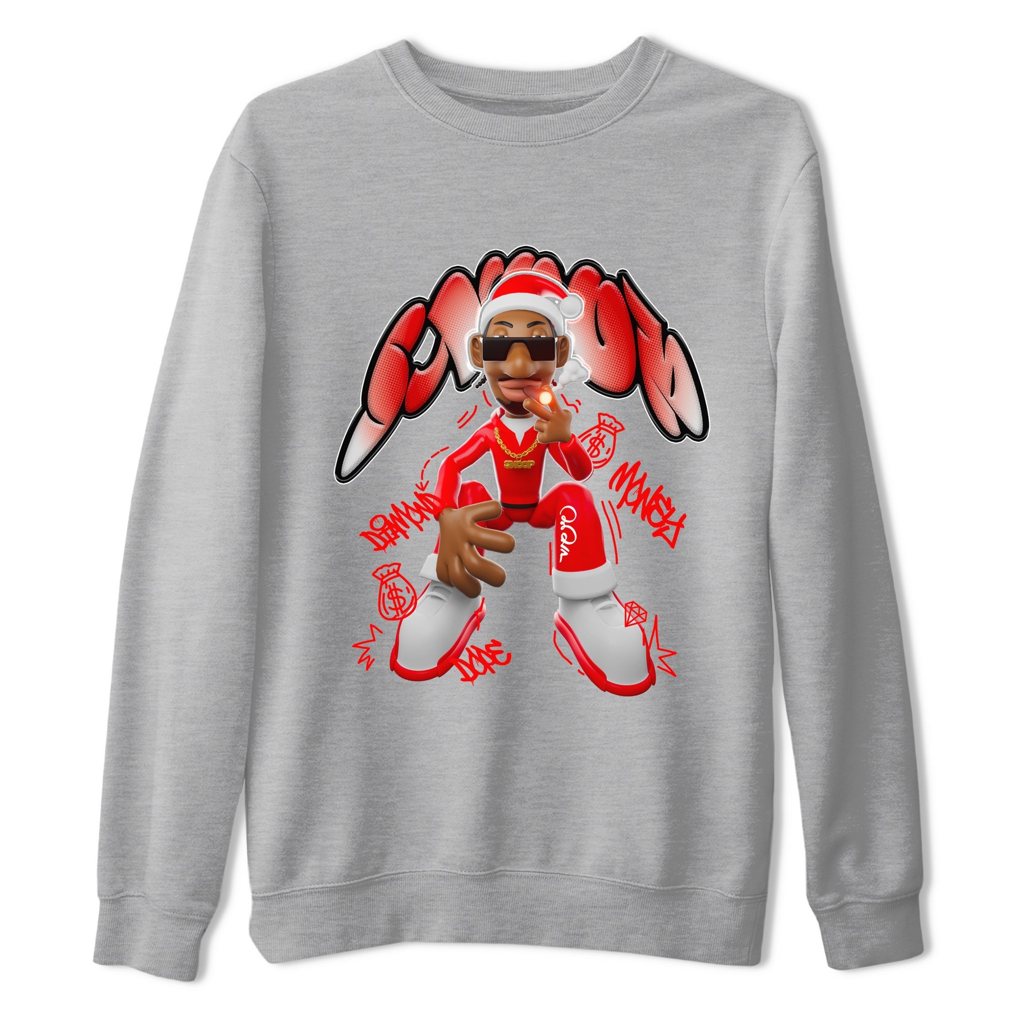 Air Jordan 12 Cherry shirt to match jordans Santa Snoop sneaker tees christmas gift Xmas outfit AJ12 Cherry SNRT Sneaker Release Tees Unisex Heather Grey 2 T-Shirt