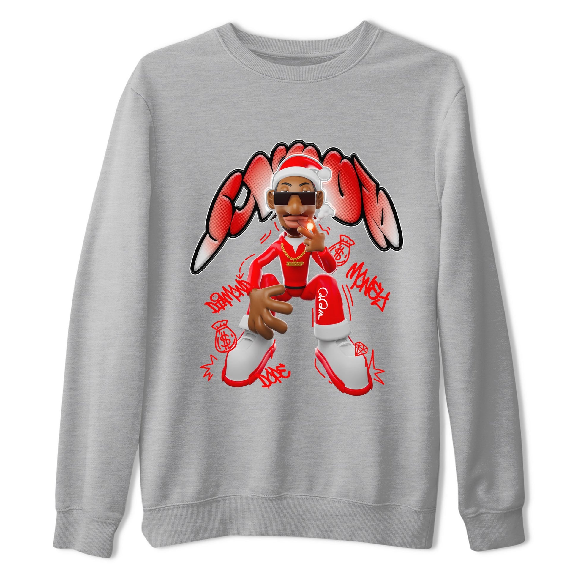 Air Jordan 12 Cherry shirt to match jordans Santa Snoop sneaker tees christmas gift Xmas outfit AJ12 Cherry SNRT Sneaker Release Tees Unisex Heather Grey 2 T-Shirt