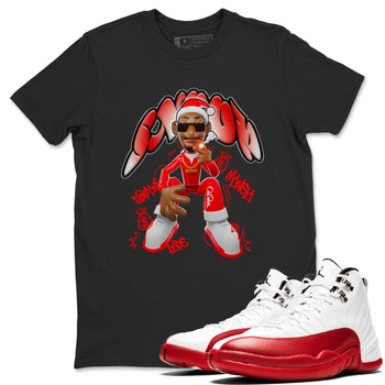 Air Jordan 12 Cherry shirt to match jordans Santa Snoop sneaker tees christmas gift Xmas outfit AJ12 Cherry SNRT Sneaker Release Tees Unisex Black 1 T-Shirt