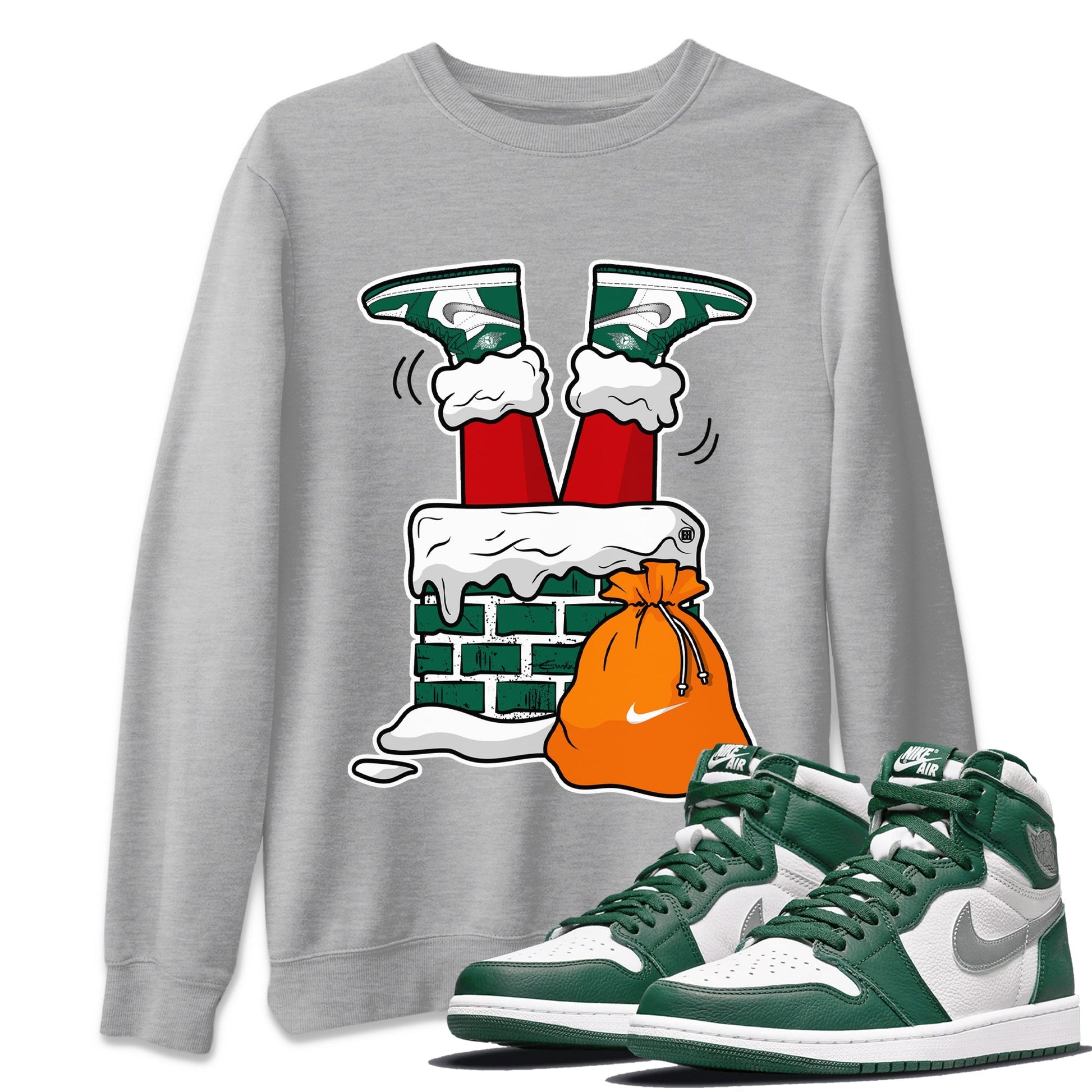 Jordan 1 Gorge Green Sneaker Match Tees Santa Stuck In Chimney Sneaker Tees Jordan 1 Gorge Green Sneaker Release Tees Unisex Shirts
