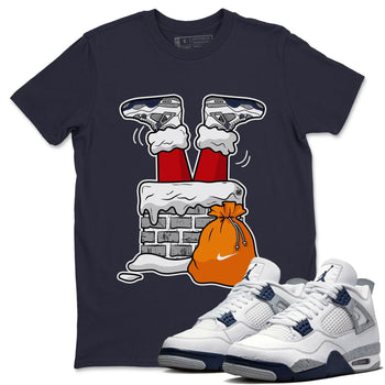 Jordan 4 Midnight Navy Sneaker Match Tees Santa Stuck In Chimney Sneaker Tees Jordan 4 Midnight Navy Sneaker Release Tees Unisex Shirts
