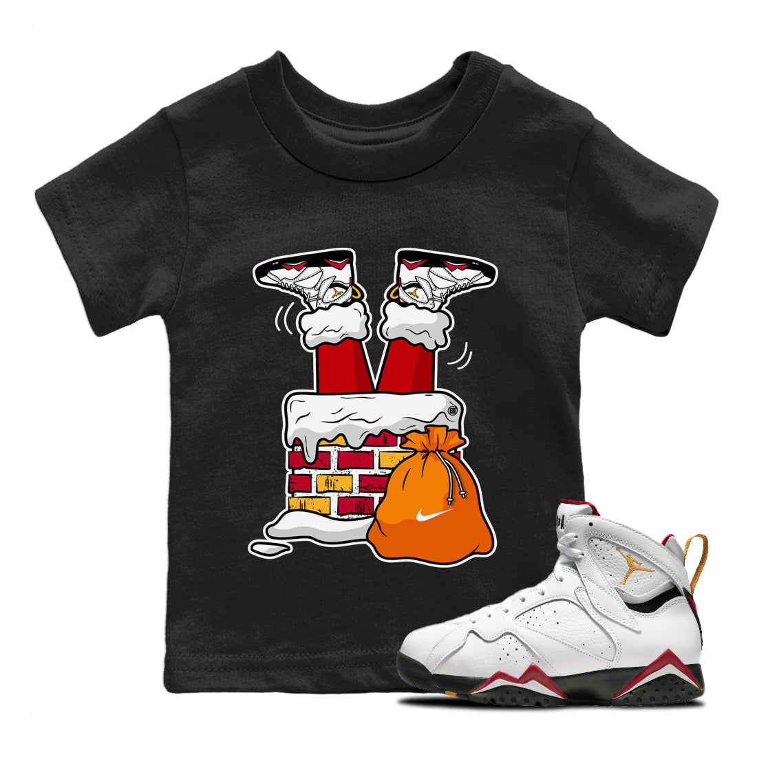 Jordan 7 Cardinal Sneaker Match Tees Santa Stuck In Chimney Sneaker Tees Jordan 7 Cardinal Sneaker Release Tees Kids Shirts