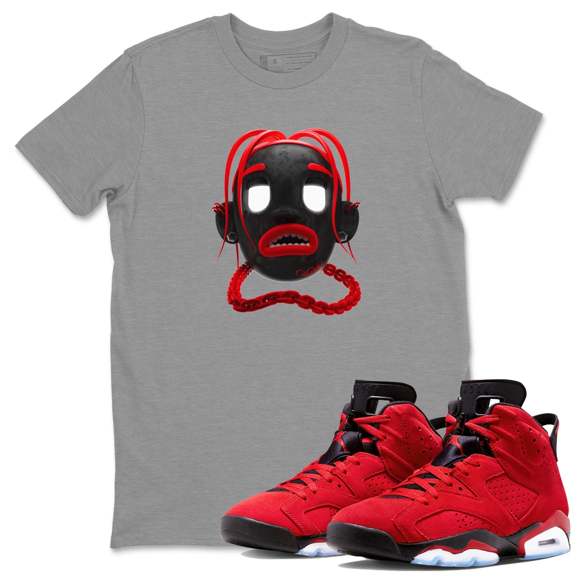 Air Jordan 6 Toro Bravo Sneaker Match Tees Goosebumps Boy Sneaker Tees 3D Graphic Design Shirts AJ6 Toro Bravo Sneaker Release Tees Unisex Shirts Heather Grey 1