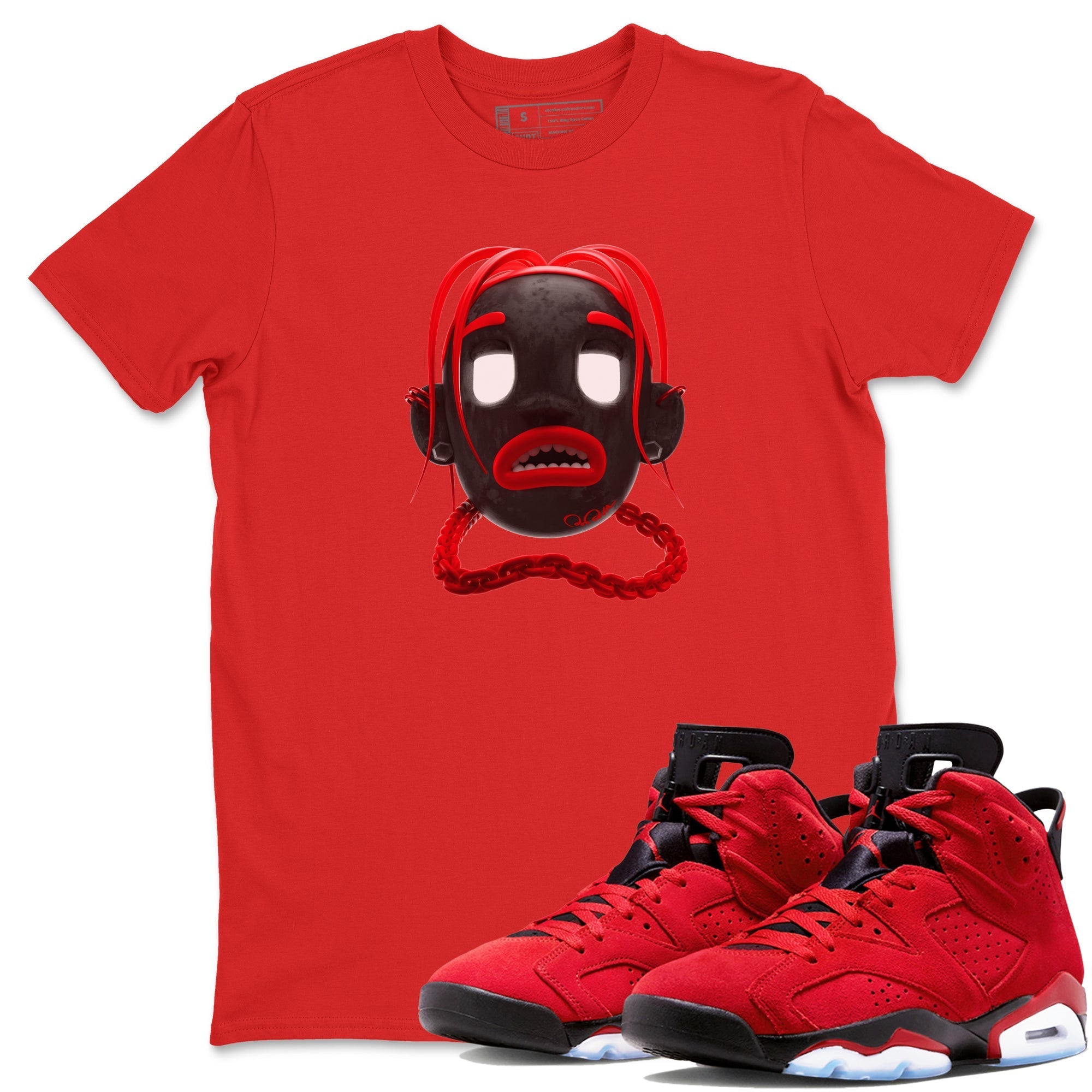 Air Jordan 6 Toro Bravo Sneaker Match Tees Goosebumps Boy Sneaker Tees 3D Graphic Design Shirts AJ6 Toro Bravo Sneaker Release Tees Unisex Shirts Red 1