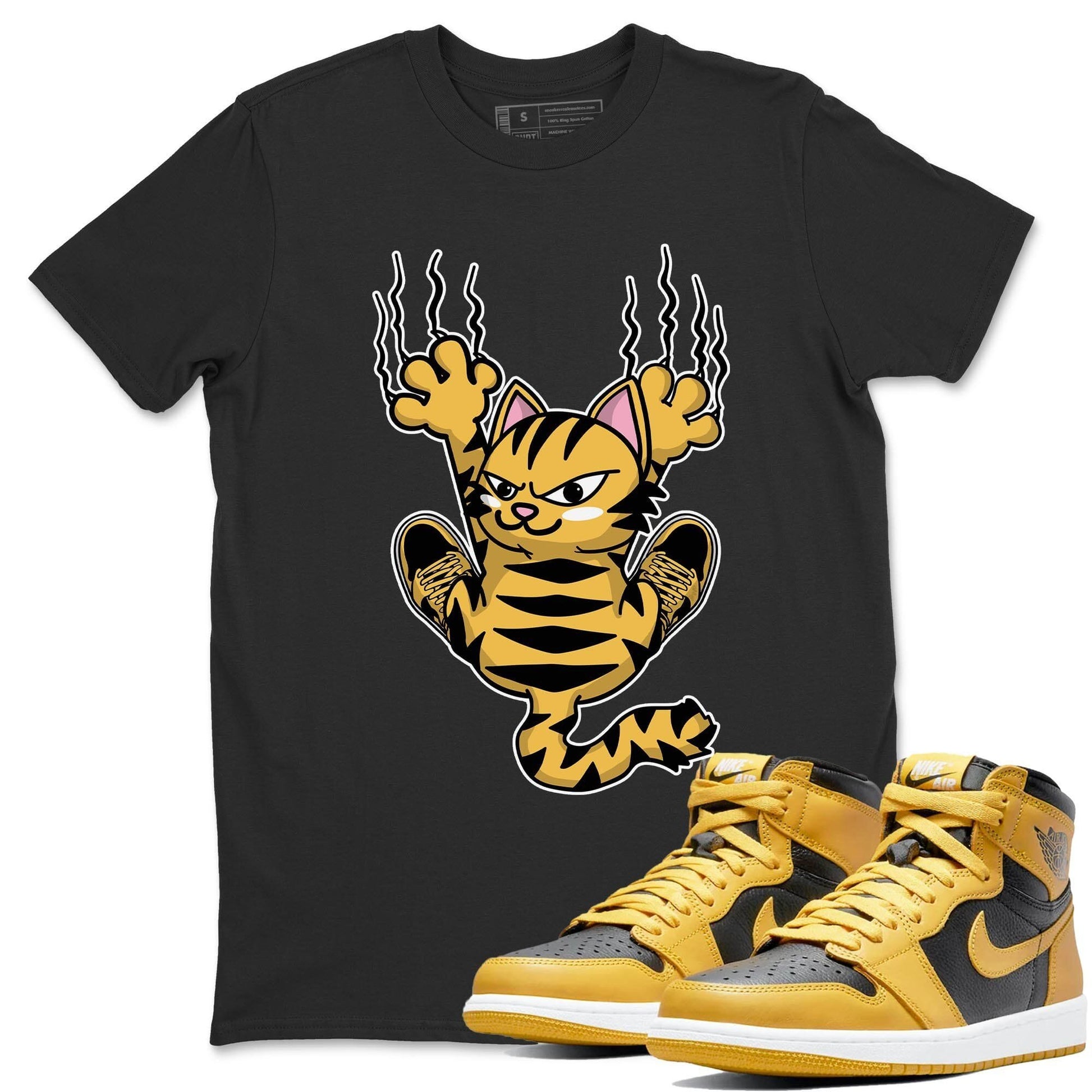 Jordan 1 Pollen Sneaker Match Tees Scratching Cat Sneaker Tees Jordan 1 Pollen Sneaker Release Tees Unisex Shirts