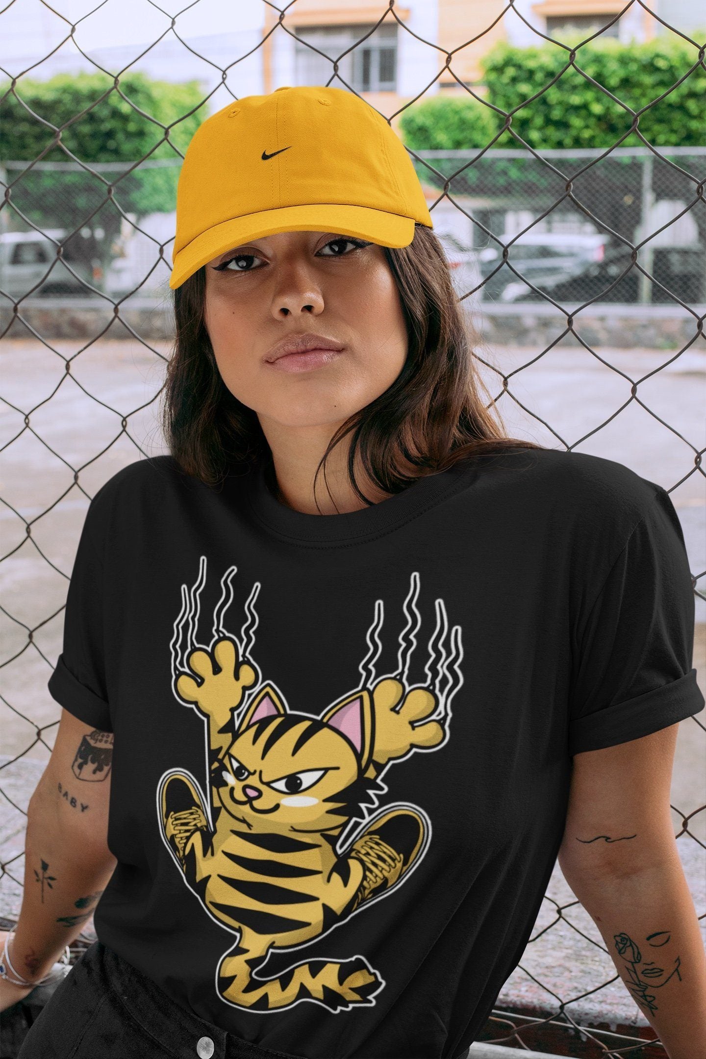 Jordan 1 Pollen Sneaker Match Tees Scratching Cat Sneaker Tees Jordan 1 Pollen Sneaker Release Tees Unisex Shirts