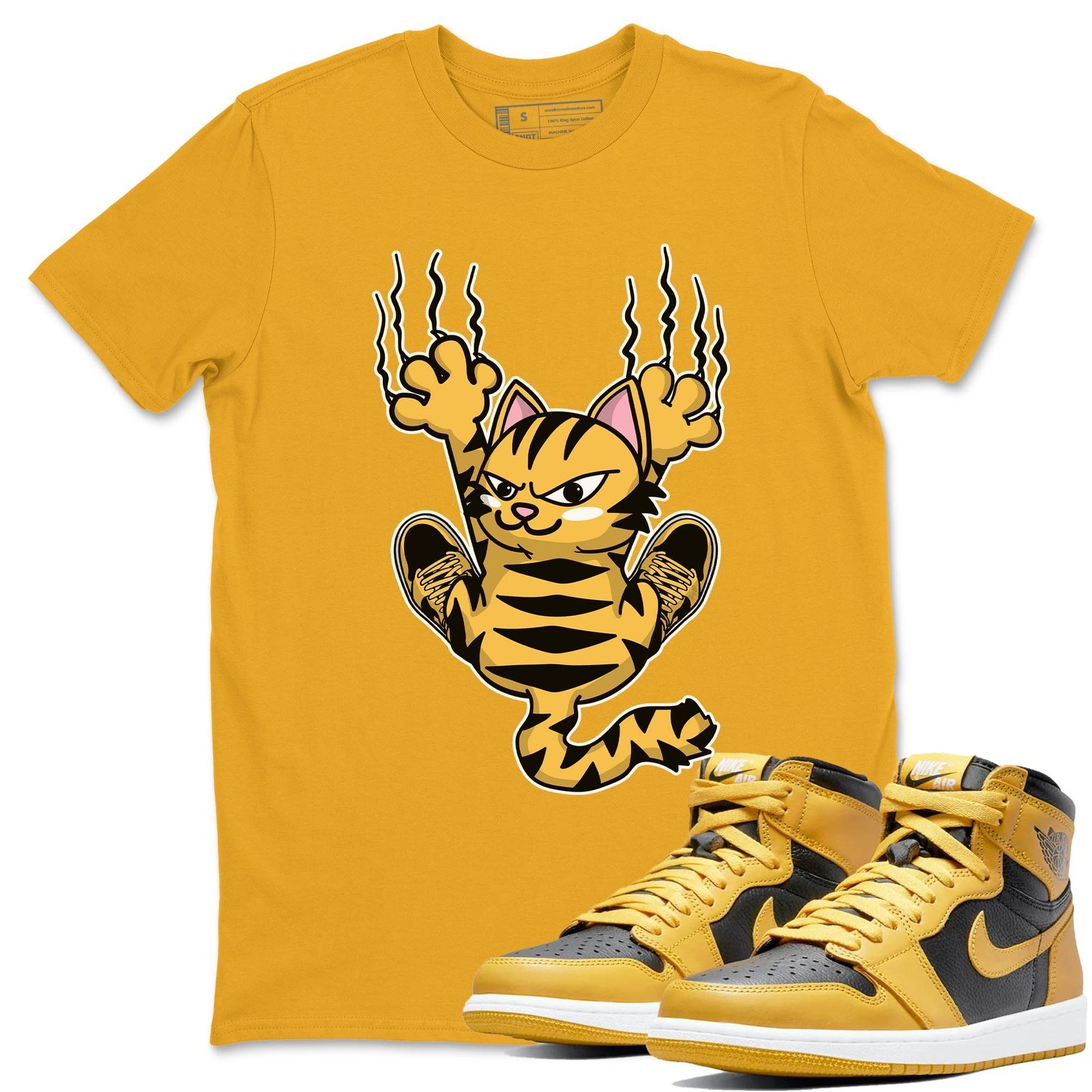 Jordan 1 Pollen Sneaker Match Tees Scratching Cat Sneaker Tees Jordan 1 Pollen Sneaker Release Tees Unisex Shirts