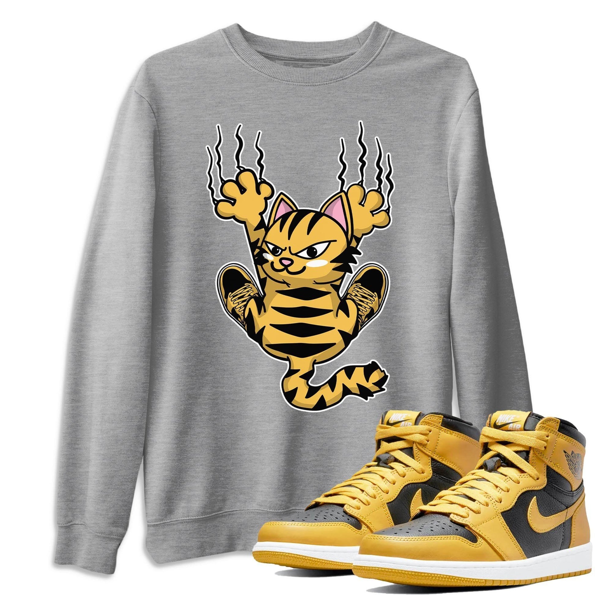 Jordan 1 Pollen Sneaker Match Tees Scratching Cat Sneaker Tees Jordan 1 Pollen Sneaker Release Tees Unisex Shirts