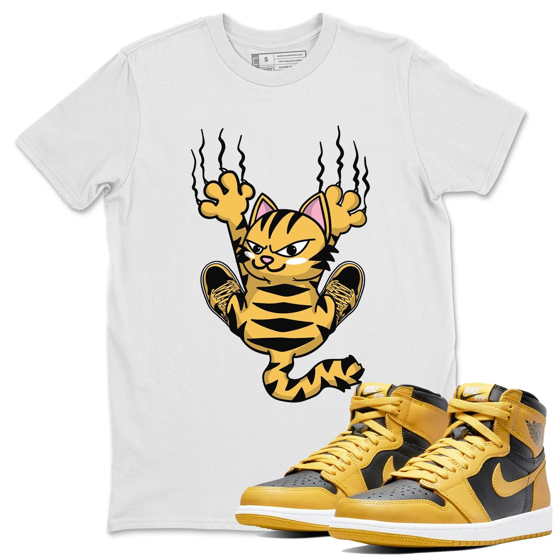 Jordan 1 Pollen Sneaker Match Tees Scratching Cat Sneaker Tees Jordan 1 Pollen Sneaker Release Tees Unisex Shirts