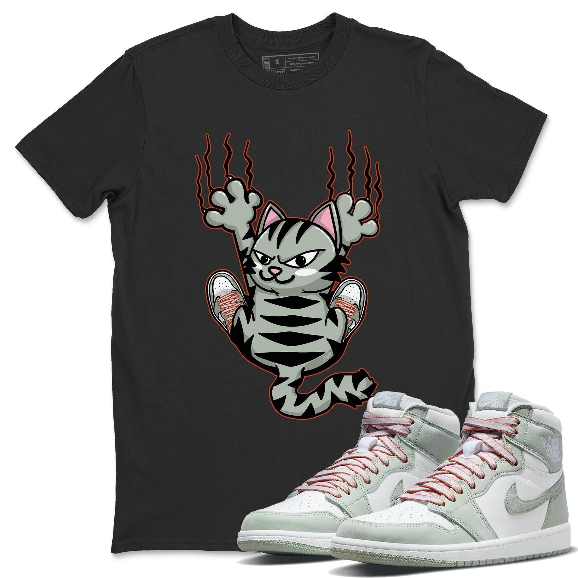 Jordan 1 Seafoam Sneaker Match Tees Scratching Cat Sneaker Tees Jordan 1 Seafoam Sneaker Release Tees Unisex Shirts