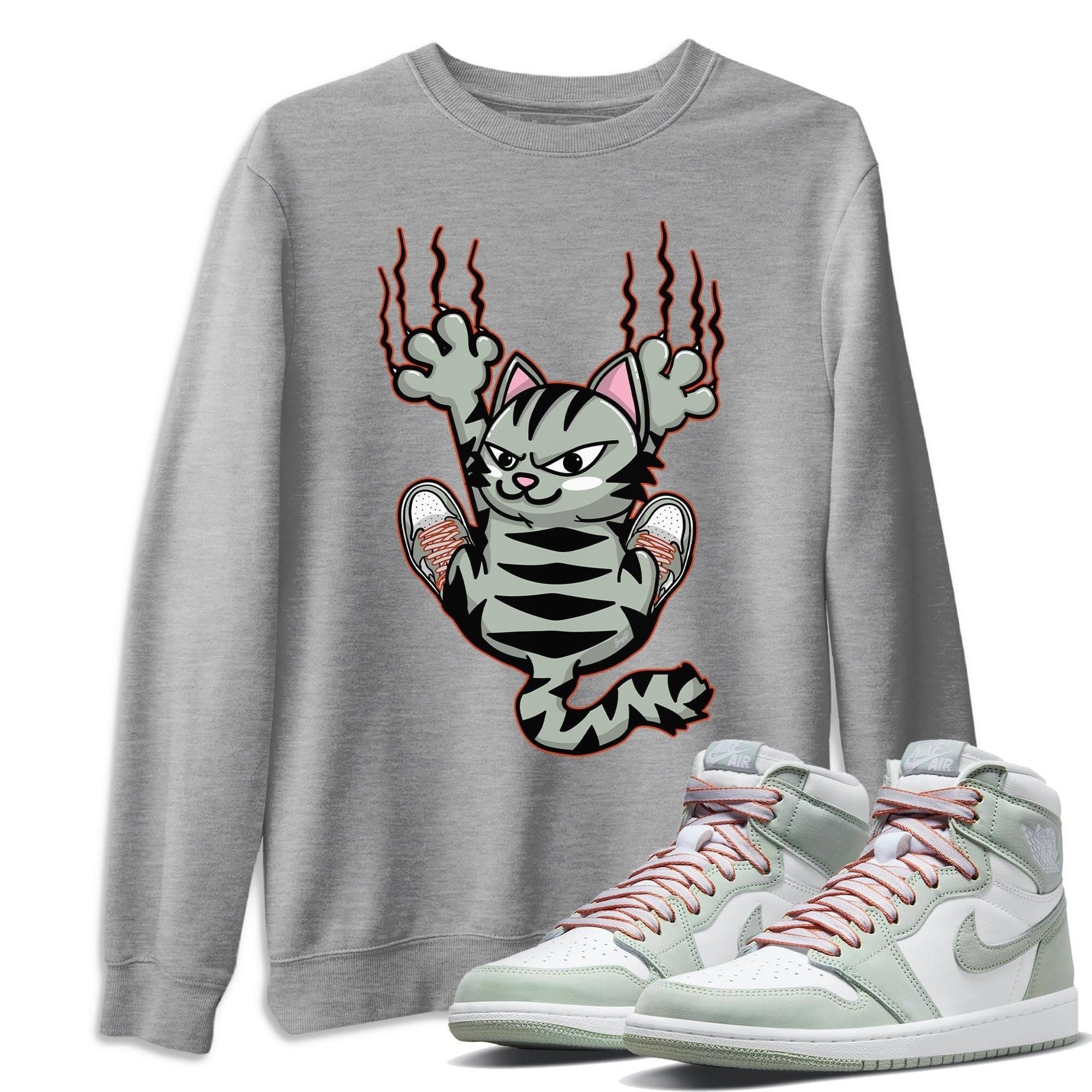 Jordan 1 Seafoam Sneaker Match Tees Scratching Cat Sneaker Tees Jordan 1 Seafoam Sneaker Release Tees Unisex Shirts