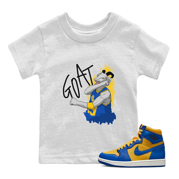 Jordan 1 Game Royal Varsity Maize Sneaker Match Tees Screaming Goat Sneaker Tees Jordan 1 Game Royal Varsity Maize Sneaker Release Tees Kids Shirts