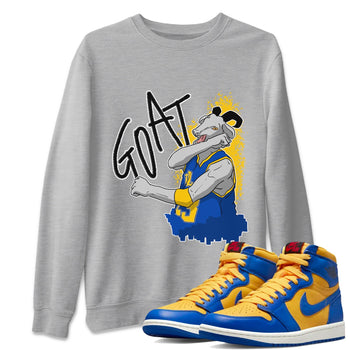 Jordan 1 Game Royal Varsity Maize Sneaker Match Tees Screaming Goat Sneaker Tees Jordan 1 Game Royal Varsity Maize Sneaker Release Tees Unisex Shirts