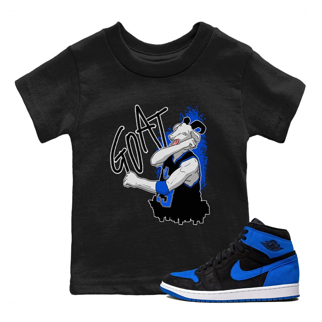 Jordan 1 High OG Royal Reimagined shirt to match jordans Screaming Goat sneaker tees Air Jordan 1 Royal Reimagined SNRT Sneaker Release Tees Crew Neck T-ShirtBaby Toddler Black 1 T-Shirt
