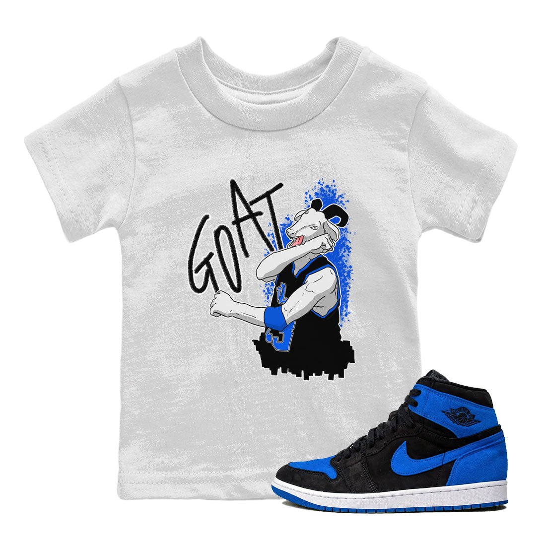 Jordan 1 High OG Royal Reimagined shirt to match jordans Screaming Goat sneaker tees Air Jordan 1 Royal Reimagined SNRT Sneaker Release Tees Crew Neck T-ShirtBaby Toddler White 1 T-Shirt