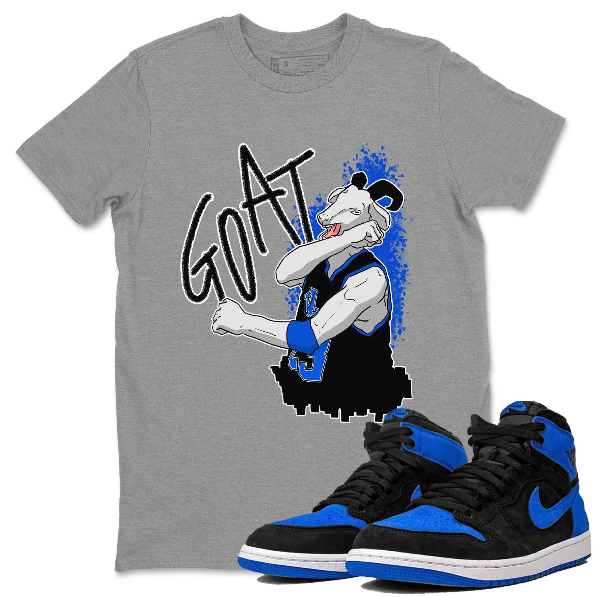Jordan 1 High OG Royal Reimagined shirt to match jordans Screaming Goat sneaker tees Air Jordan 1 Royal Reimagined SNRT Sneaker Release Tees Crew Neck T-ShirtUnisex Heather Grey 1 T-Shirt
