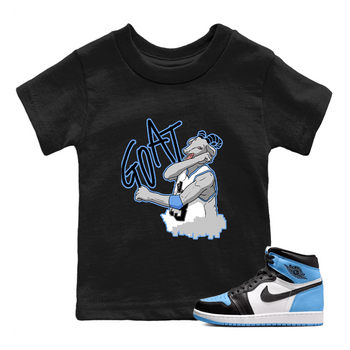 1s UNC Toe Sneaker Match Tees Screaming Goat Sneaker Tees Air Jordan 1 UNC Toe SNRT Sneaker Release Tees Kids and Baby Tees Black 1