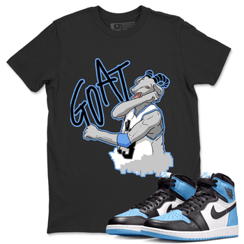 1s UNC Toe Sneaker Match Tees Screaming Goat Sneaker Tees Air Jordan 1 UNC Toe SNRT Sneaker Release Tees Crew Neck T-Shirts Black 1