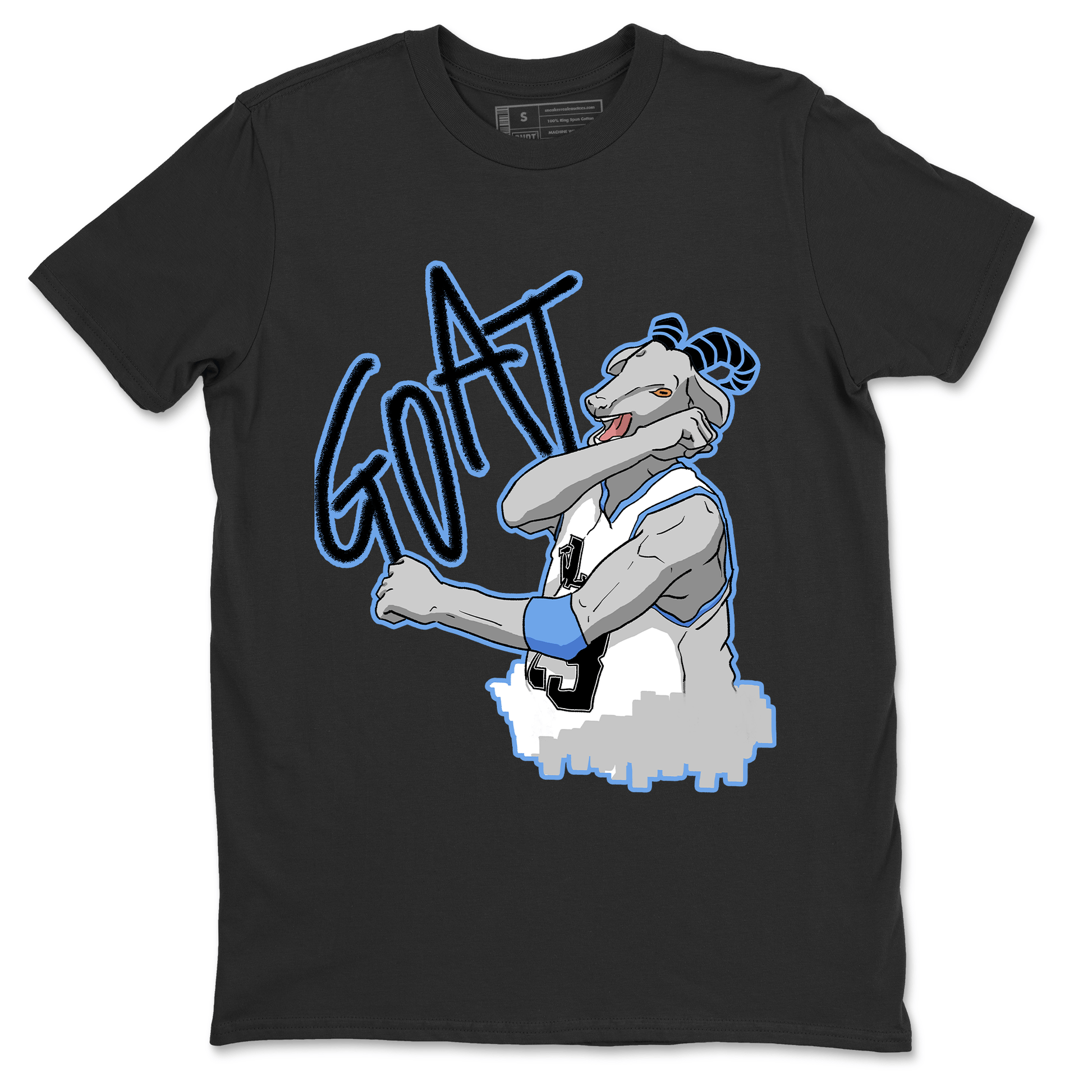 1s UNC Toe Sneaker Match Tees Screaming Goat Sneaker Tees Air Jordan 1 UNC Toe SNRT Sneaker Release Tees Crew Neck T-Shirts Black 2