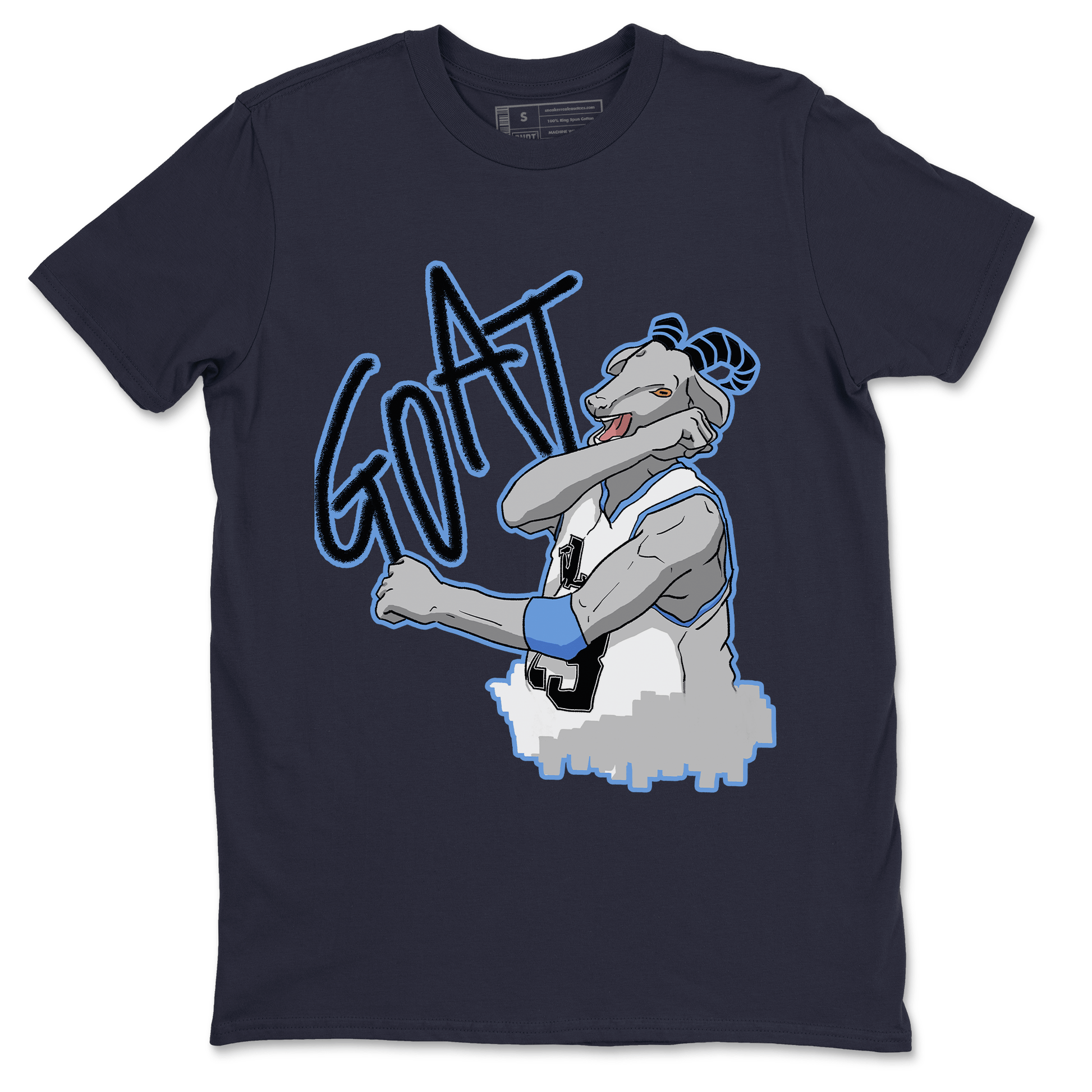 1s UNC Toe Sneaker Match Tees Screaming Goat Sneaker Tees Air Jordan 1 UNC Toe SNRT Sneaker Release Tees Crew Neck T-Shirts Navy 2