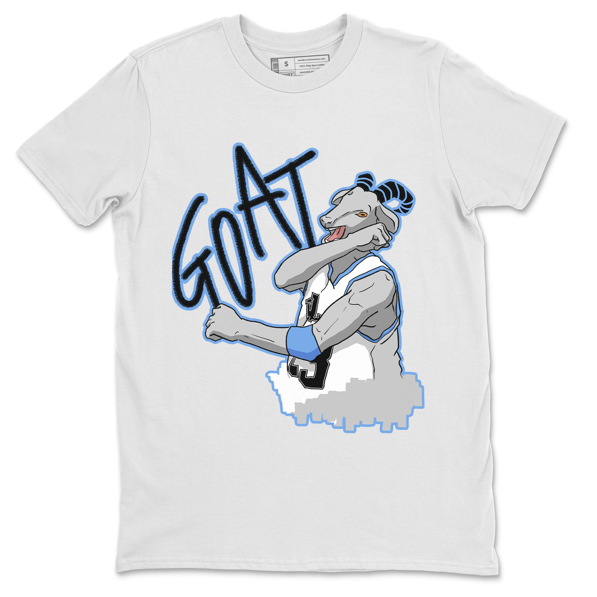 1s UNC Toe Sneaker Match Tees Screaming Goat Sneaker Tees Air Jordan 1 UNC Toe SNRT Sneaker Release Tees Crew Neck T-Shirts White 2