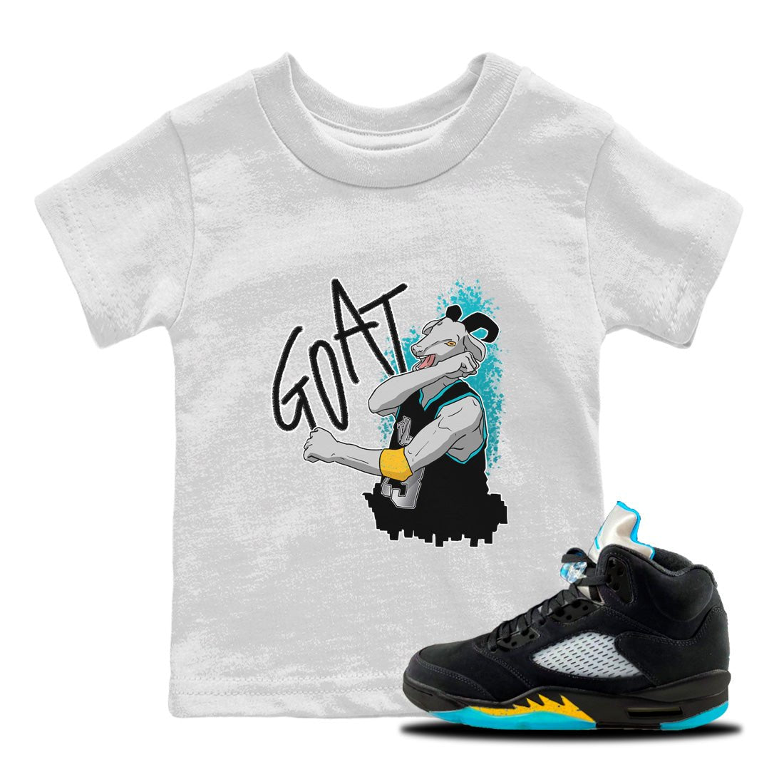 Jordan 5 Aqua Sneaker Match Tees Screaming Goat Sneaker Tees Jordan 5 Aqua Sneaker Release Tees Kids Shirts