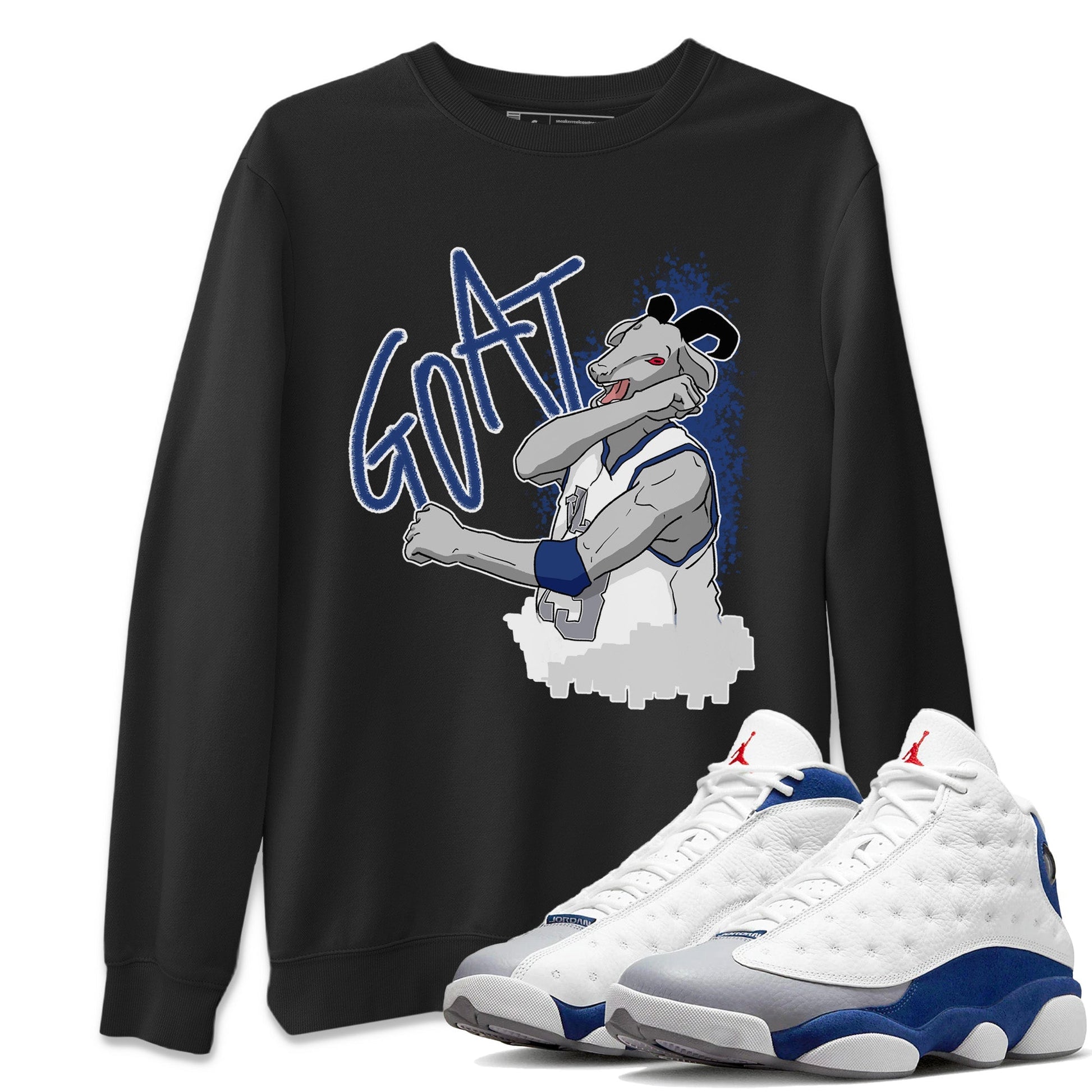 Jordan 13 French Blue Sneaker Match Tees Screaming Goat Sneaker Tees Jordan 13 French Blue Sneaker Release Tees Unisex Shirts