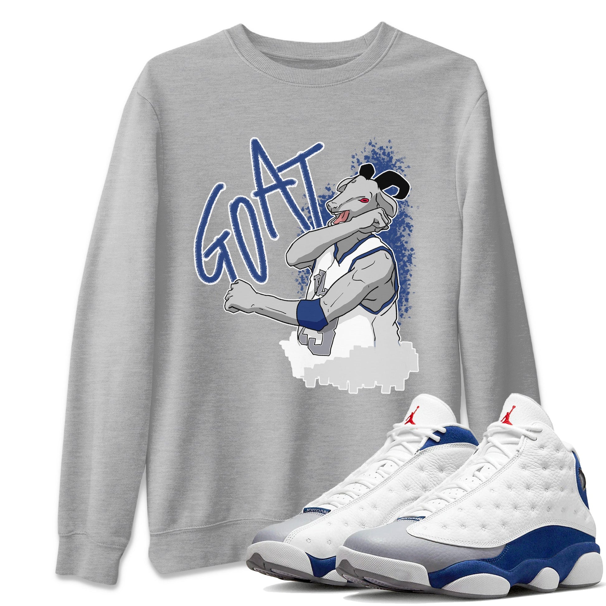 Jordan 13 French Blue Sneaker Match Tees Screaming Goat Sneaker Tees Jordan 13 French Blue Sneaker Release Tees Unisex Shirts