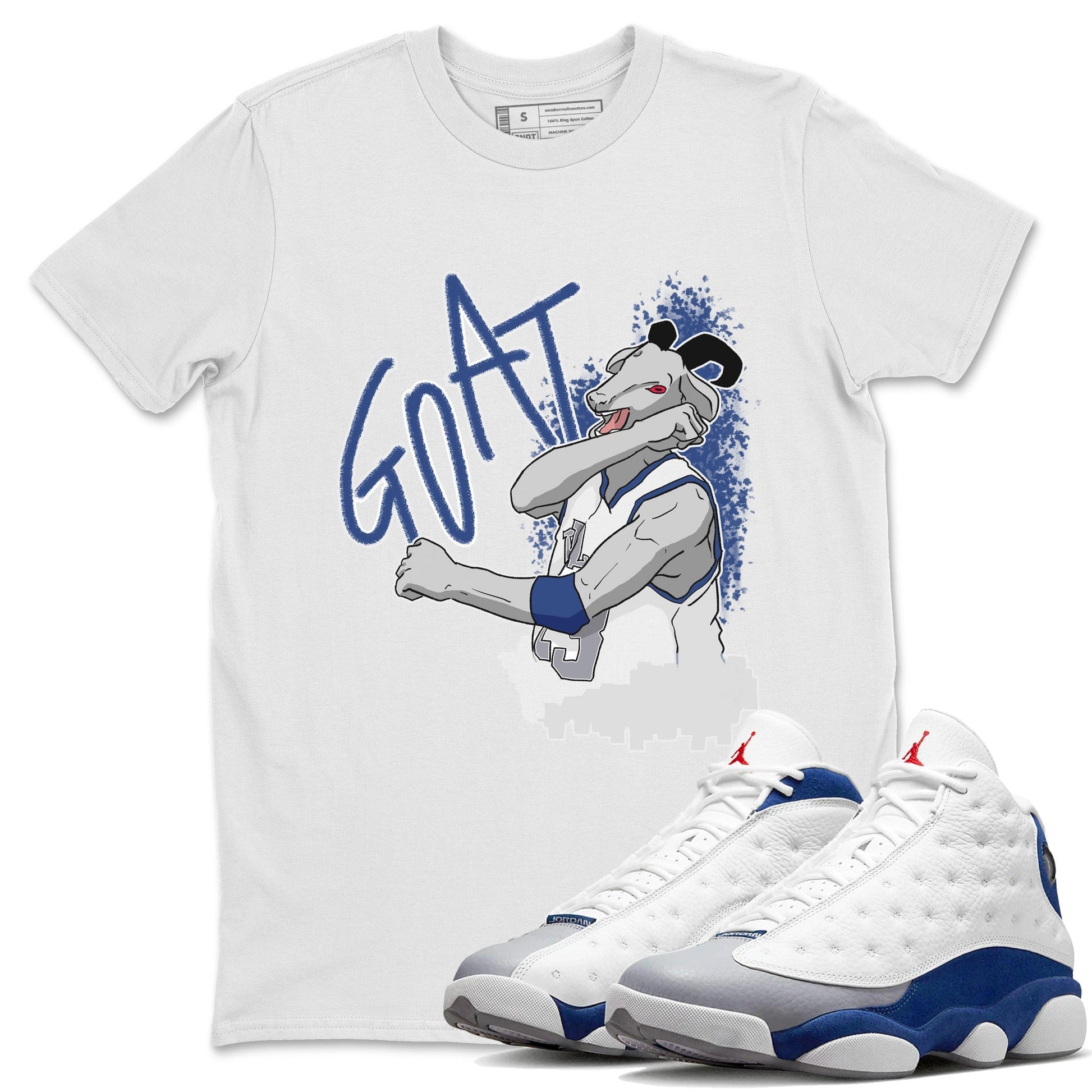 Jordan 13 French Blue Sneaker Match Tees Screaming Goat Sneaker Tees Jordan 13 French Blue Sneaker Release Tees Unisex Shirts