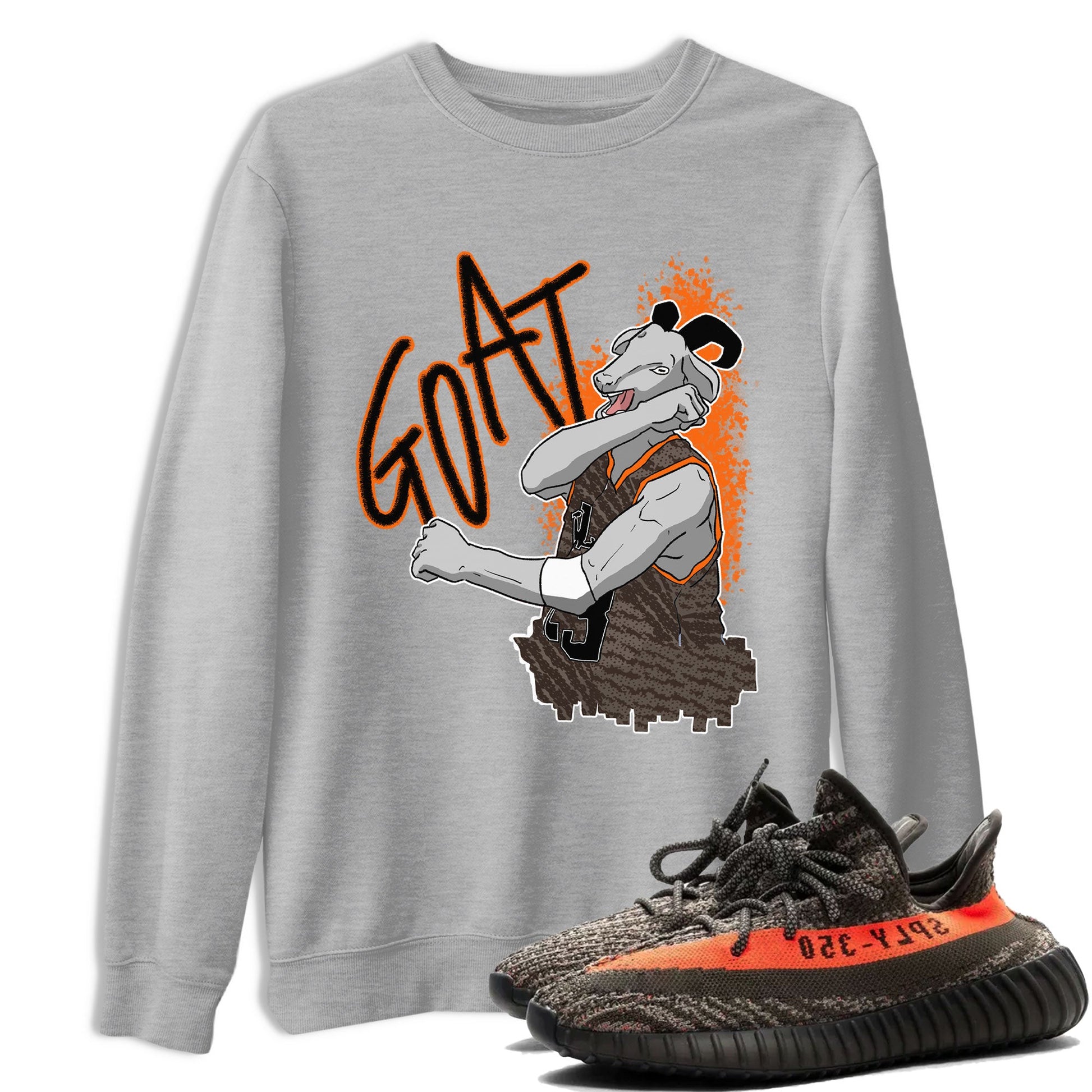 Yeezy Boost 350 Carbon Beluga shirt to match jordans Screaming Goat sneaker tees Yeezy 350 Carbon Beluga SNRT Sneaker Release Tees Crew Neck T-ShirtUnisex Heather Grey 1 T-Shirt