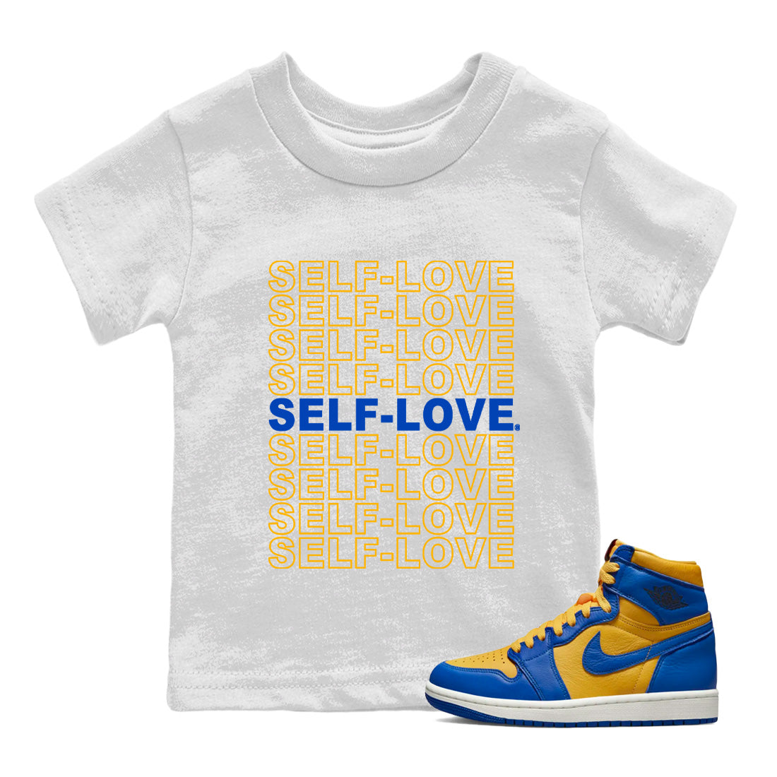 Jordan 1 Game Royal Varsity Maize Sneaker Match Tees Self Love Sneaker Tees Jordan 1 Game Royal Varsity Maize Sneaker Release Tees Kids Shirts