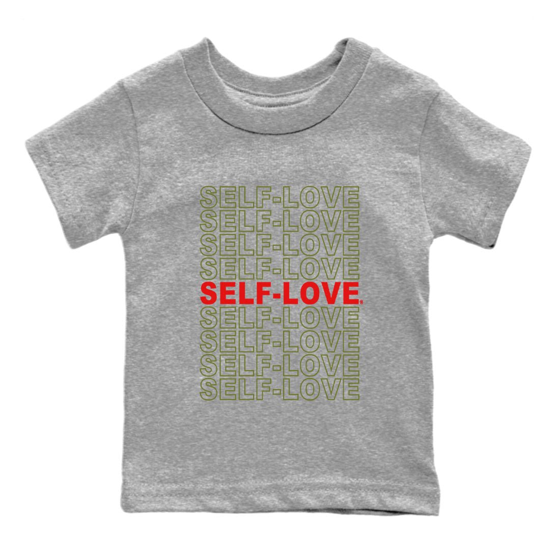 Air Jordan 1 Travis Scott Olive Sneaker Match Tees Self Love Sneaker Tees Air Jordan 1 Low x Travis Scott x Olive Shirts Kids Shirts Heather Grey 2