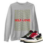 Air Jordan 1 Travis Scott Olive Sneaker Match Tees Self Love Sneaker Tees Air Jordan 1 Low x Travis Scott x Olive Shirts Unisex Shirts Heather Grey 1