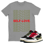 Air Jordan 1 Travis Scott Olive Self Love Crew Neck Sneaker Tees Air Jordan 1 Travis Scott Olive Sneaker T-Shirts Size Chart