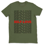 Air Jordan 1 Travis Scott Olive Sneaker Match Tees Self Love Sneaker Tees Air Jordan 1 Low x Travis Scott x Olive Shirts Unisex Shirts Military Green 2